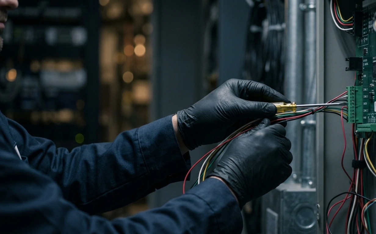 Installation électrique tertiaire Caen – Voltec Électricité et Systèmes en intervention